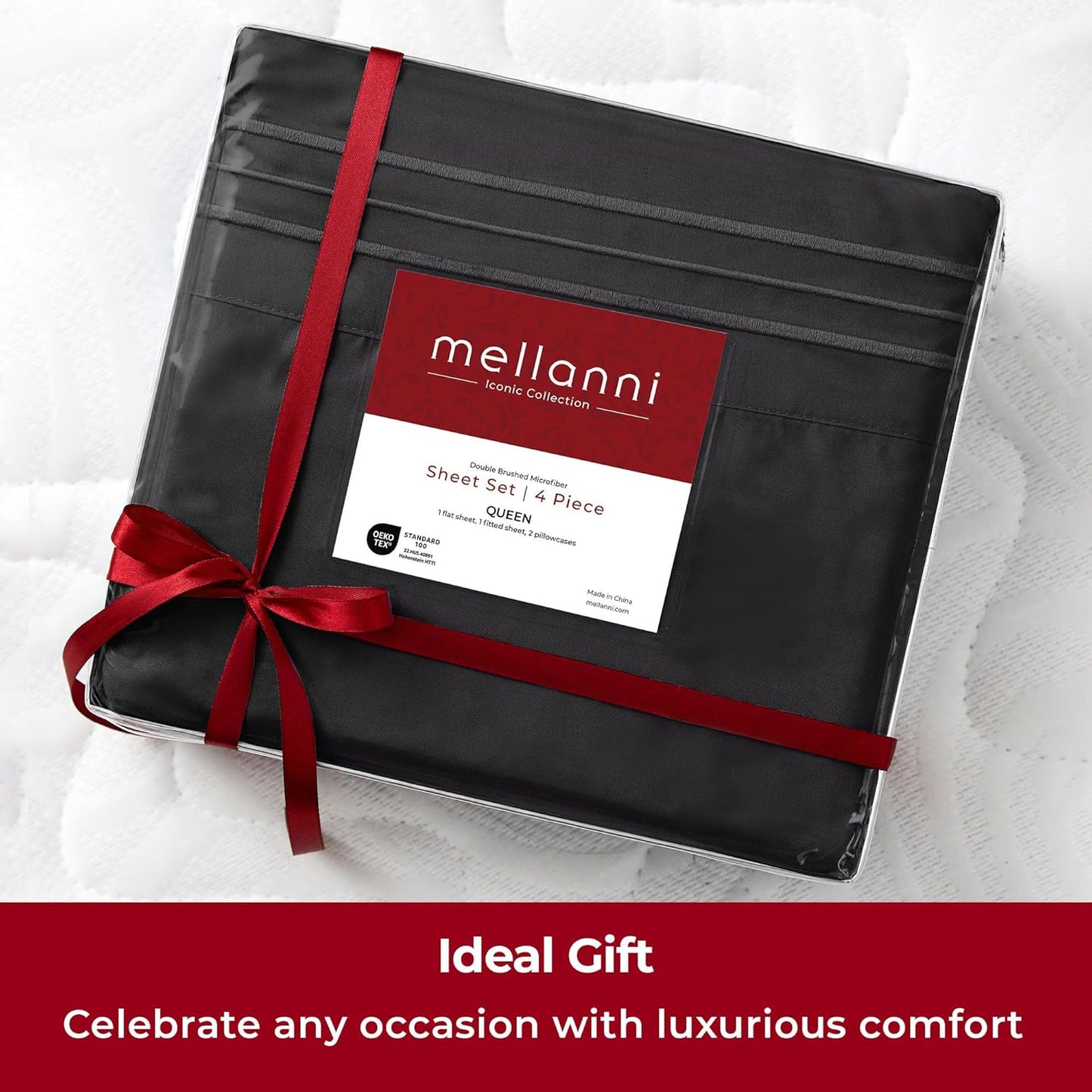 Mellanni Extra Deep Twin Sheets - Hotel Luxury Ultra Soft Cooling Bedding - Wrinkle & Stain Resistant (Twin, Black)