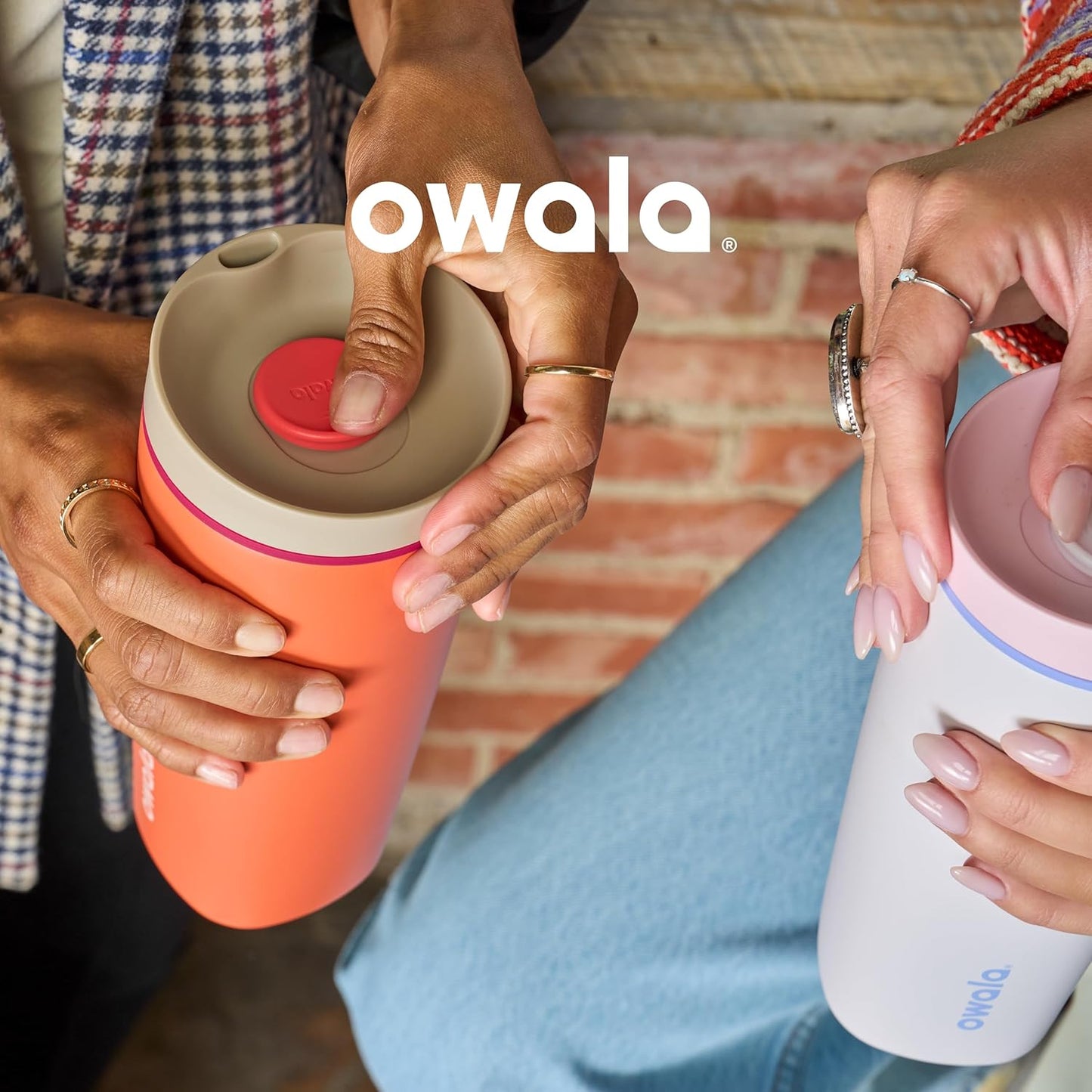 Owala SmoothSip Insulated Stainless Steel Coffee Tumbler - Reusable 20 oz Hot & Iced Cup | BPA Free, Pink