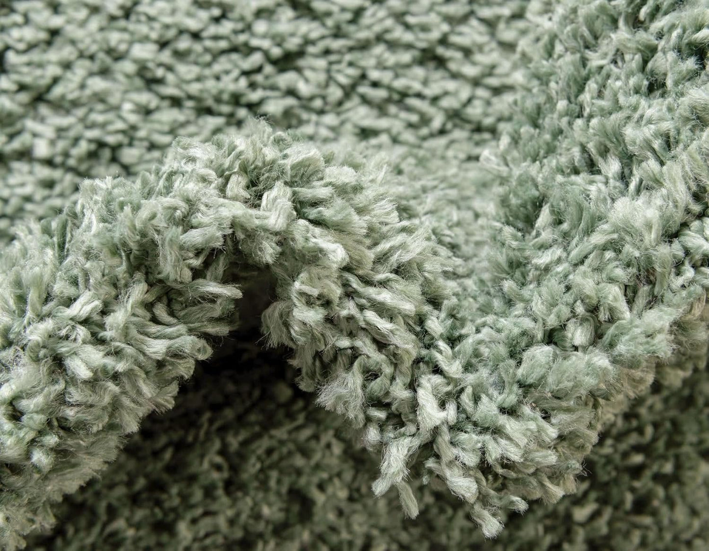 Unique Loom Davos Shag Collection Area Rug - Solid (5' 3" Square, Sage)