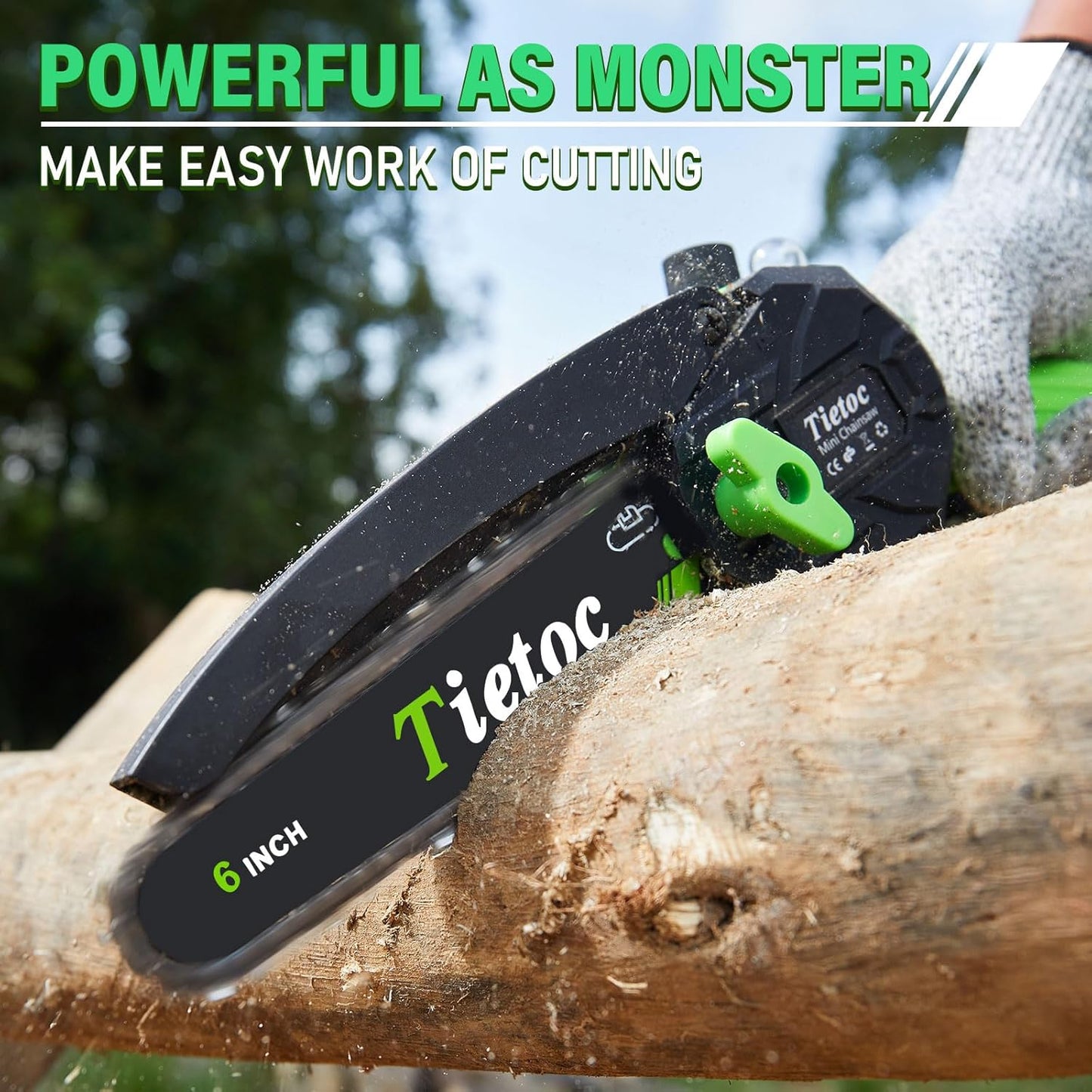 Tietoc 6-Inch Mini Electric Chainsaw - Cordless Battery-Powered Handheld Saw for Wood & Tree Trimming