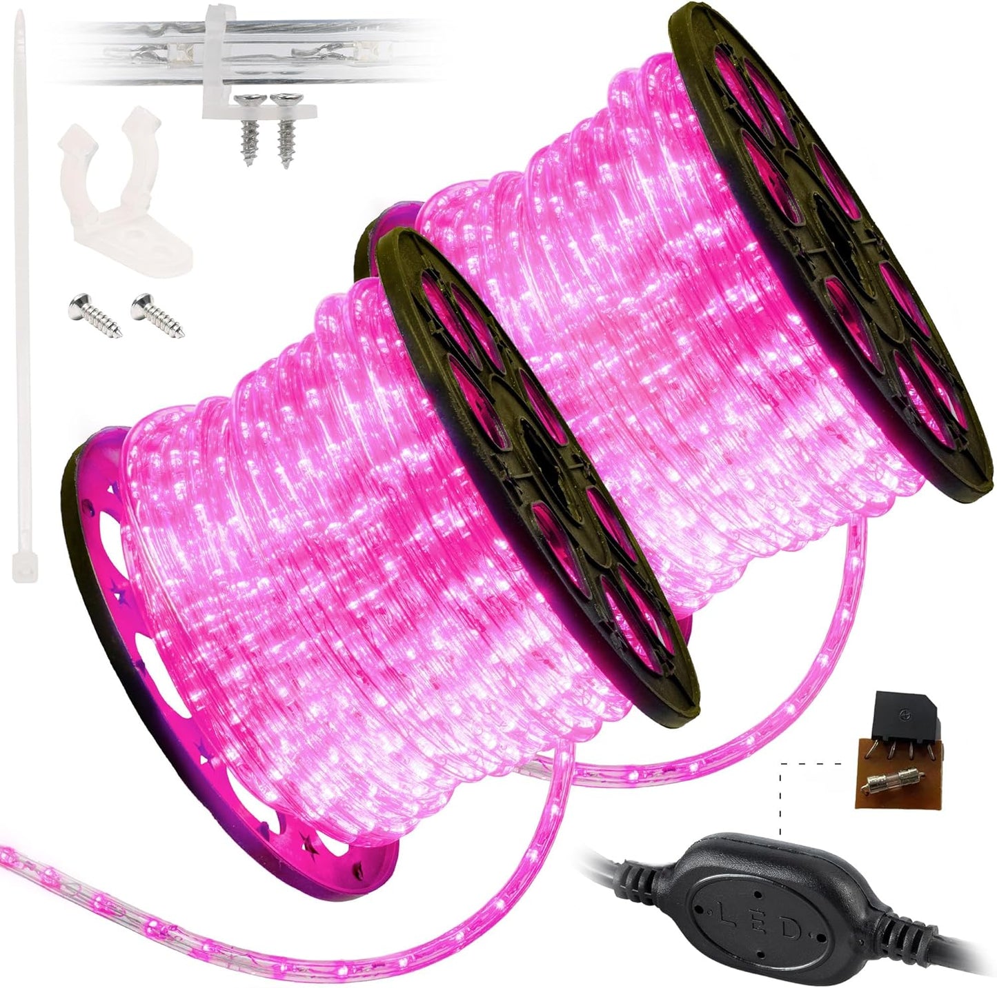 10ft Waterproof LED Rope Lights - 108 LEDs, Connectable Outdoor Christmas Decor