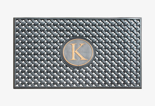 A1HC Large Monogrammed Door Mat, Natural Rubber, 24x39, Ideal for Any entryway, Scrapes Shoes Clean of Dirt & Grime, Door Mats for Entry, Patio, Busy Areas, Black