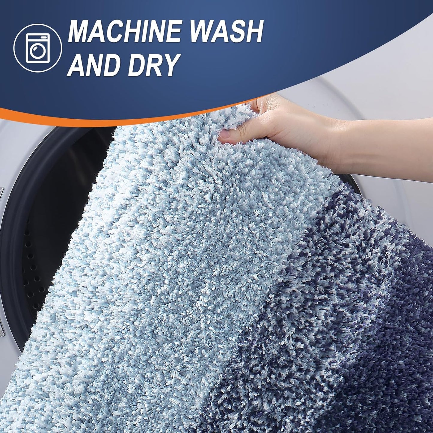 OLANLY Large Bath Rugs - Extra Soft Microfiber, Quick Dry & Washable | 50x30, Airy Blue