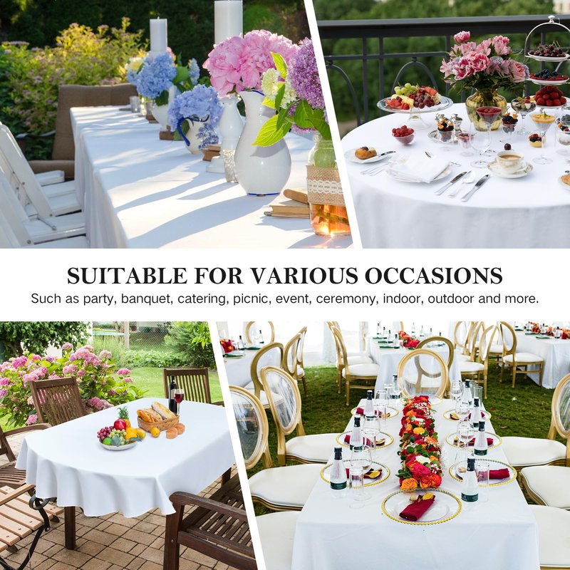 Wolkemer Oval Tablecloth 60 x 102 Inch Washable Fabric Table Cloth Solid Ivory Table Cover for Dining Wedding Party Banquet Tabletop Decoration