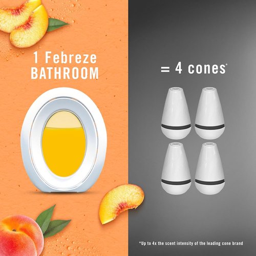 Febreze Bathroom Air Freshener - Odor-Fighting Plug-In Alternative | Lilac & Peach Scents, 4ct