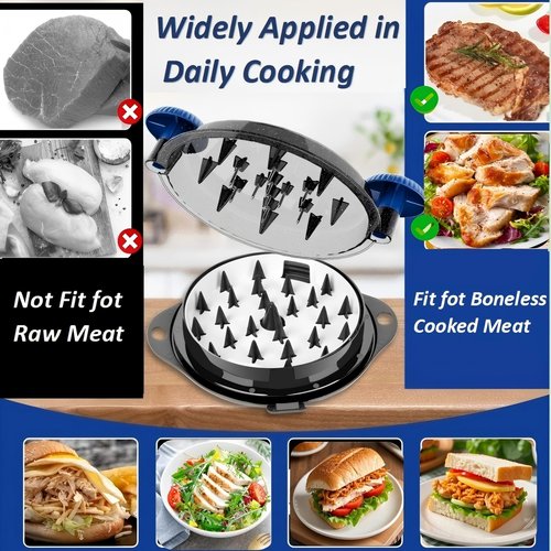 Chicken Shredder Meat Shredder Tool Twist Large - Upgraded with Stainless Steel Spikes for Shredded Chicken Breast Beef Pork Turkey Kitchen Gadgets Essentials Blue&Black