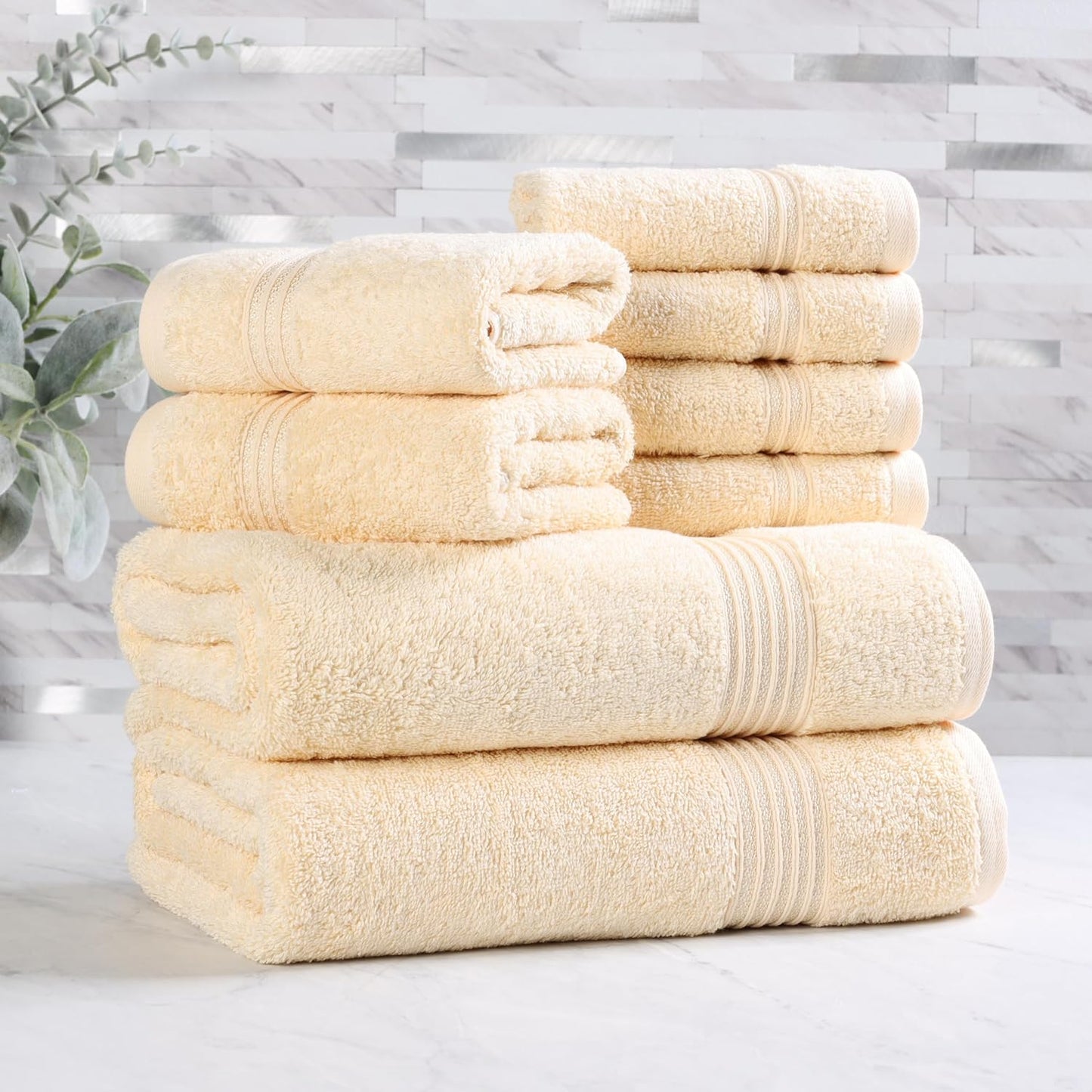 Superior Egyptian Cotton 6-Piece Towel Set, Bathroom Essentials, Towels For Bathroom, Apartment, Airbnb, Guest Bath, Face, Hand, Bath Towels, Washcloths, Absorbent, Fast Drying, Royal Purple