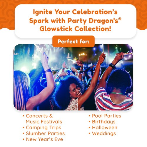 Glow Fever 209pcs Glow Sticks Bulk Party Pack includes 100 8" Glow Sticks and 109 Accessories, with bonus connectors for glow sphere and eye glasses, for Party Festivals Rave Halloween