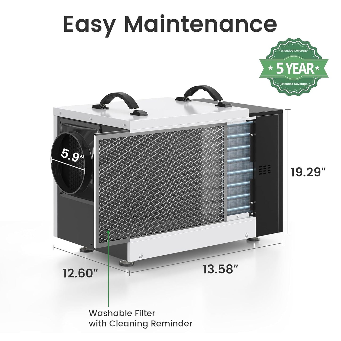 Waykar 125 Pint Dehumidifier - Smart Humidity Control for Basements & Crawl Spaces up to 6,500 Sq Ft | Includes Pump & Drain Hose