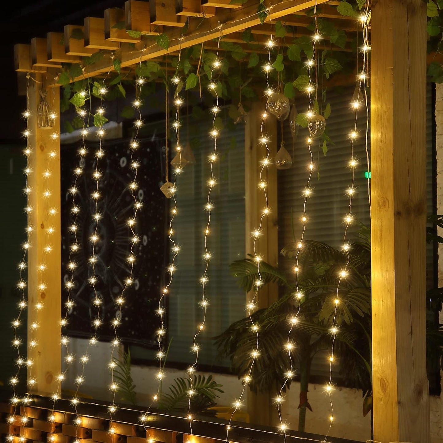 Meonum Curtain Tapestry Fairy String Lights - 8 Modes, 13 Strings, 6.6 x 5 Ft | Perfect for Bedroom Christmas Decor
