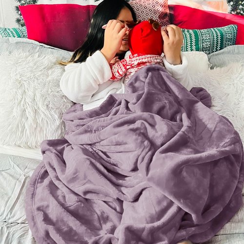 Bedsure GentleSoft Fleece Blanket - Queen Size Fog Purple | Soft, Lightweight, Plush Microfiber, 90x90 Inches