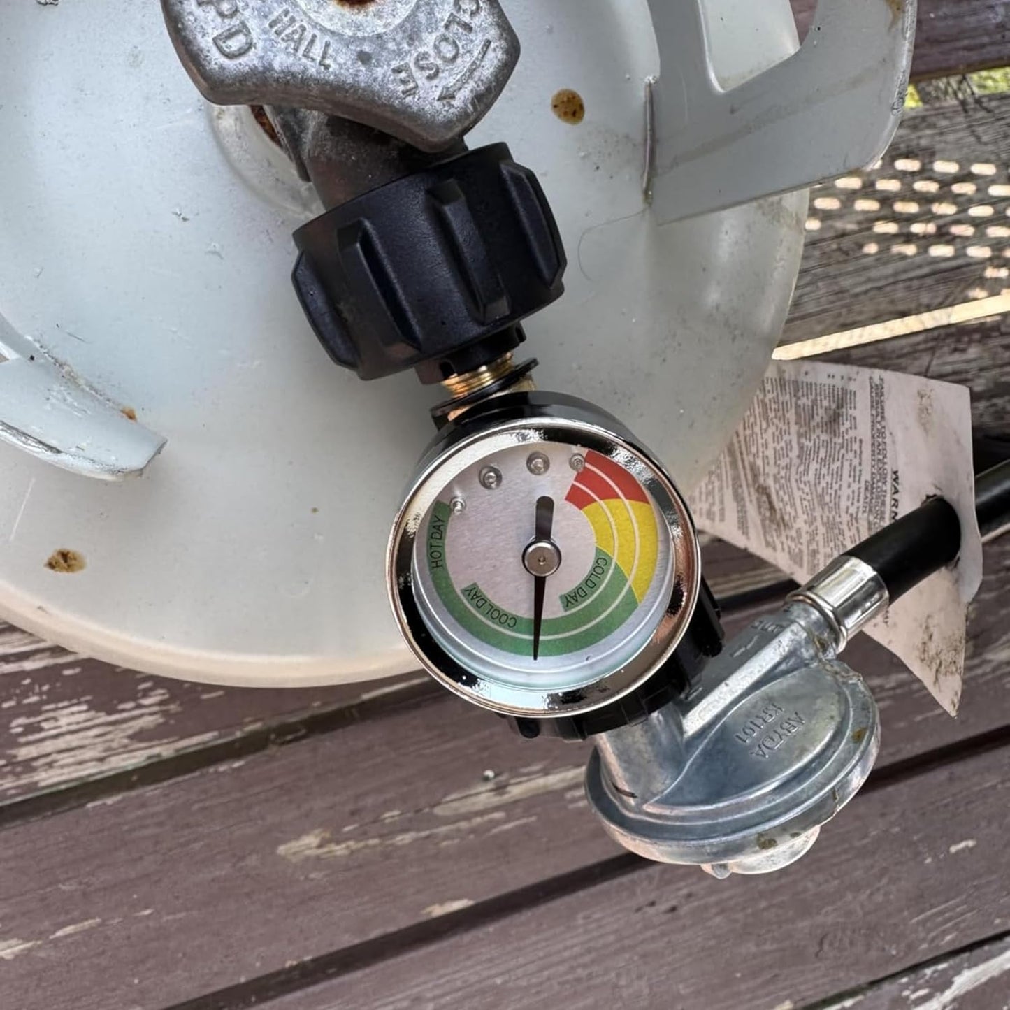 Propane Tank Level Indicator Gauge - Universal QCC 1/Type 1 Connection | Brass Construction for 5-40 lb Tanks