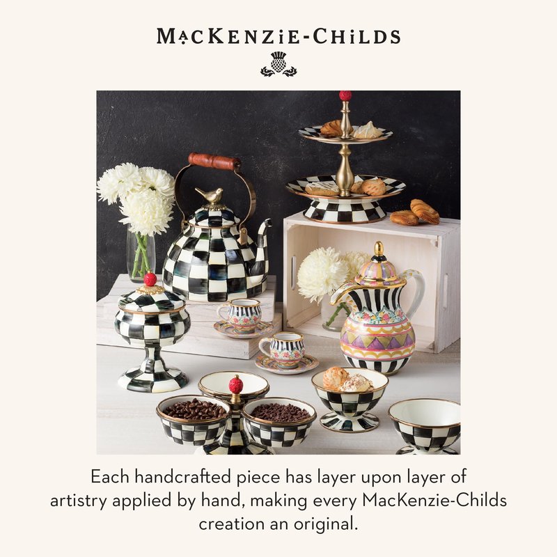 MACKENZIE-CHILDS Enamel Ice Cream Bowl, Serving Bowls for Entertaining, 2-Cup Capacity, Gray-and-White Sterling Check