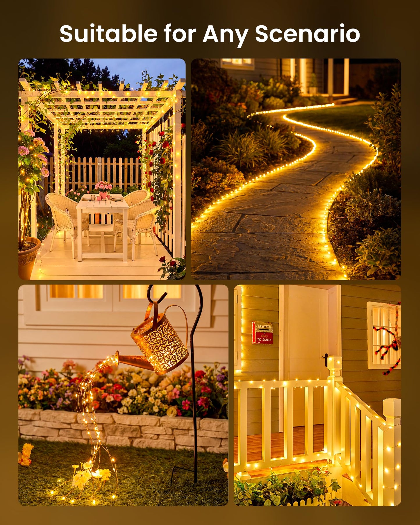 Minetom Solar String Lights, Solar Fairy Lights Outdoor Waterproof, 8 Modes Firefly Starry Moon Twinkle Lights for Yard Garden Patio Tree DIY Crafts Wedding Party(RGB-APP)