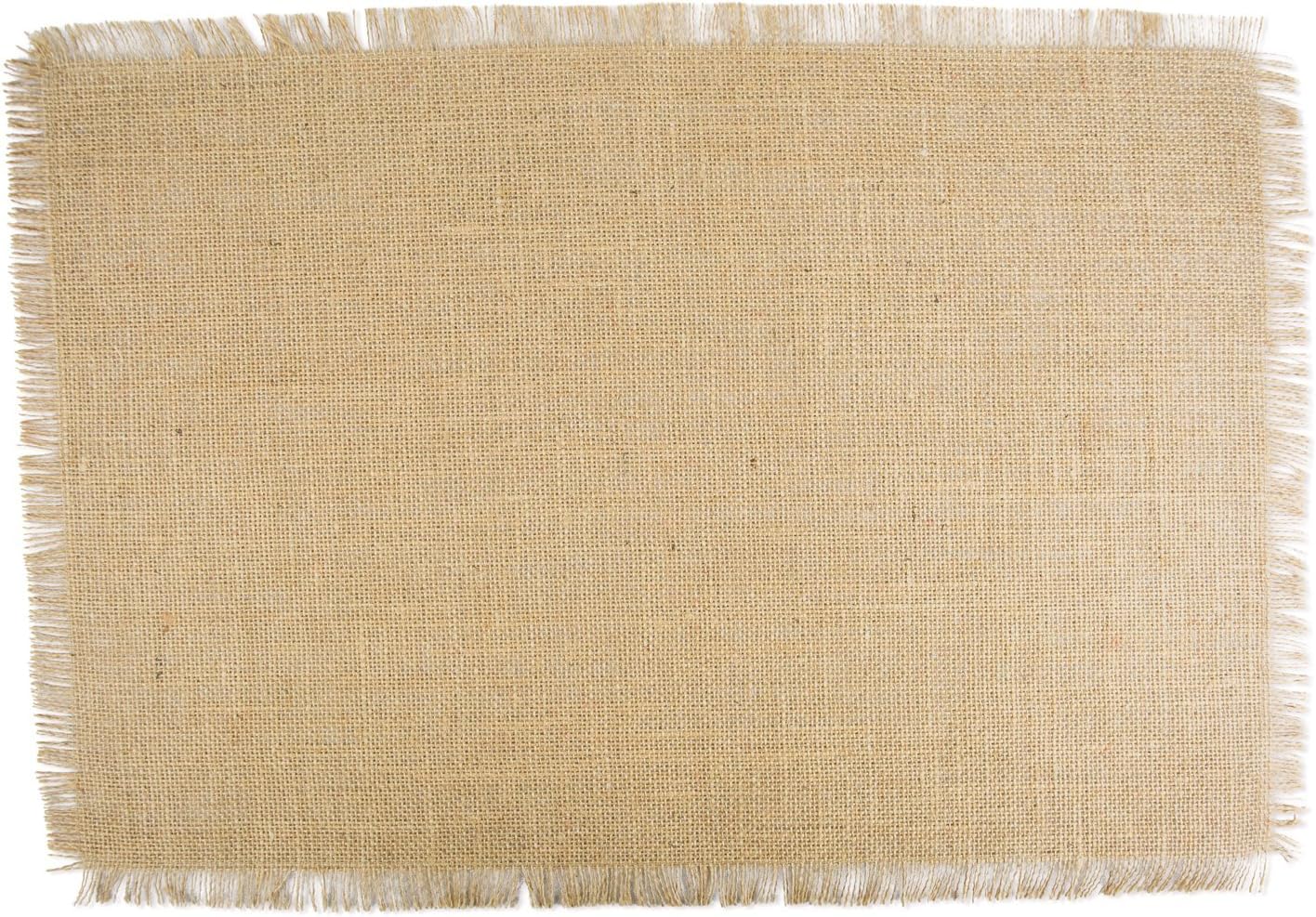 Jute Burlap Placemat Set for Kitchen Tabletop - 13x19, Solid Natural, 6 Count