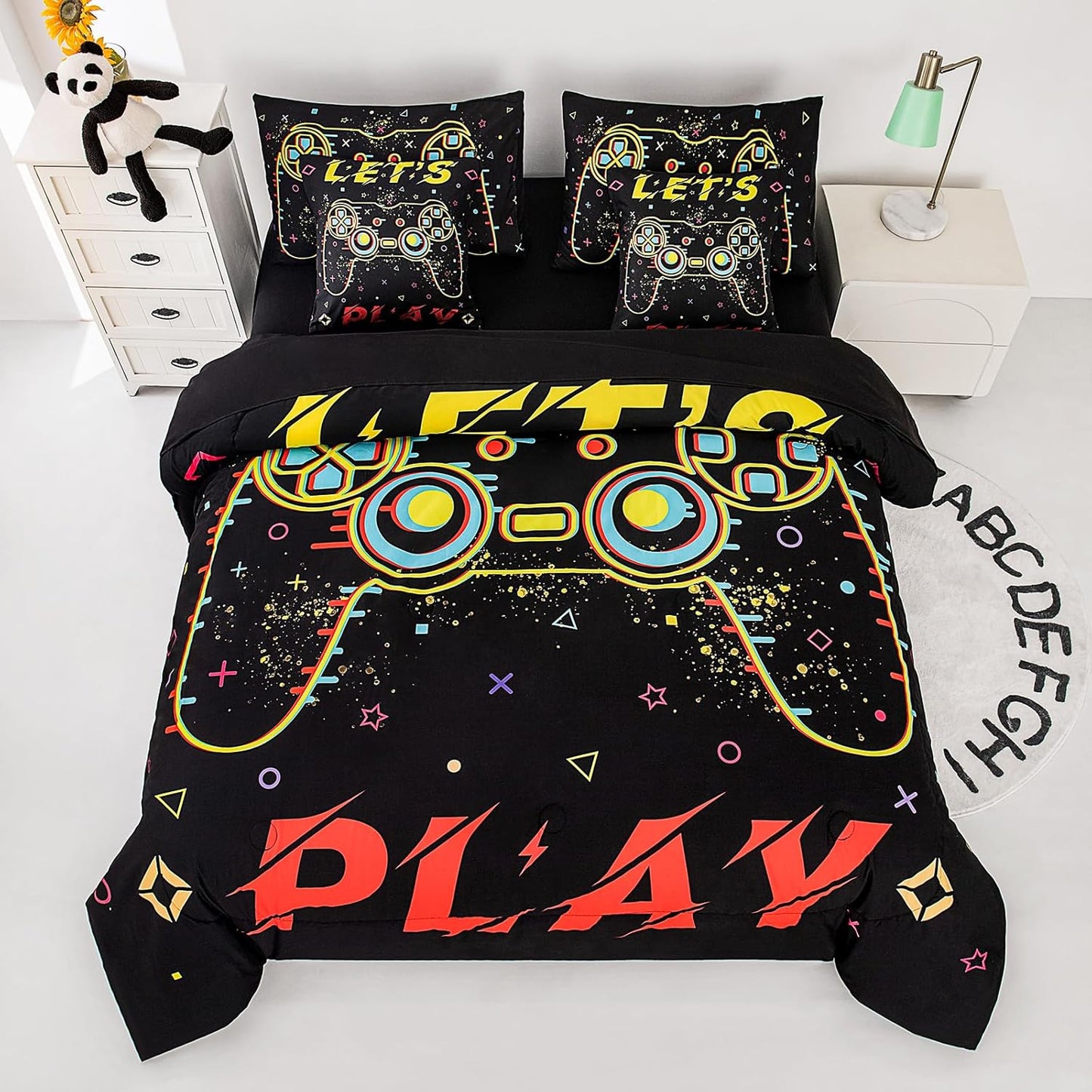 Dinosaur Bedding Full Size Sheets and Comforter Set, Boys Full Size Bedding Set Teen boy Comforter Set 7 Pieces Toddler Bed Sheets and Comforter Set for Boys All Season