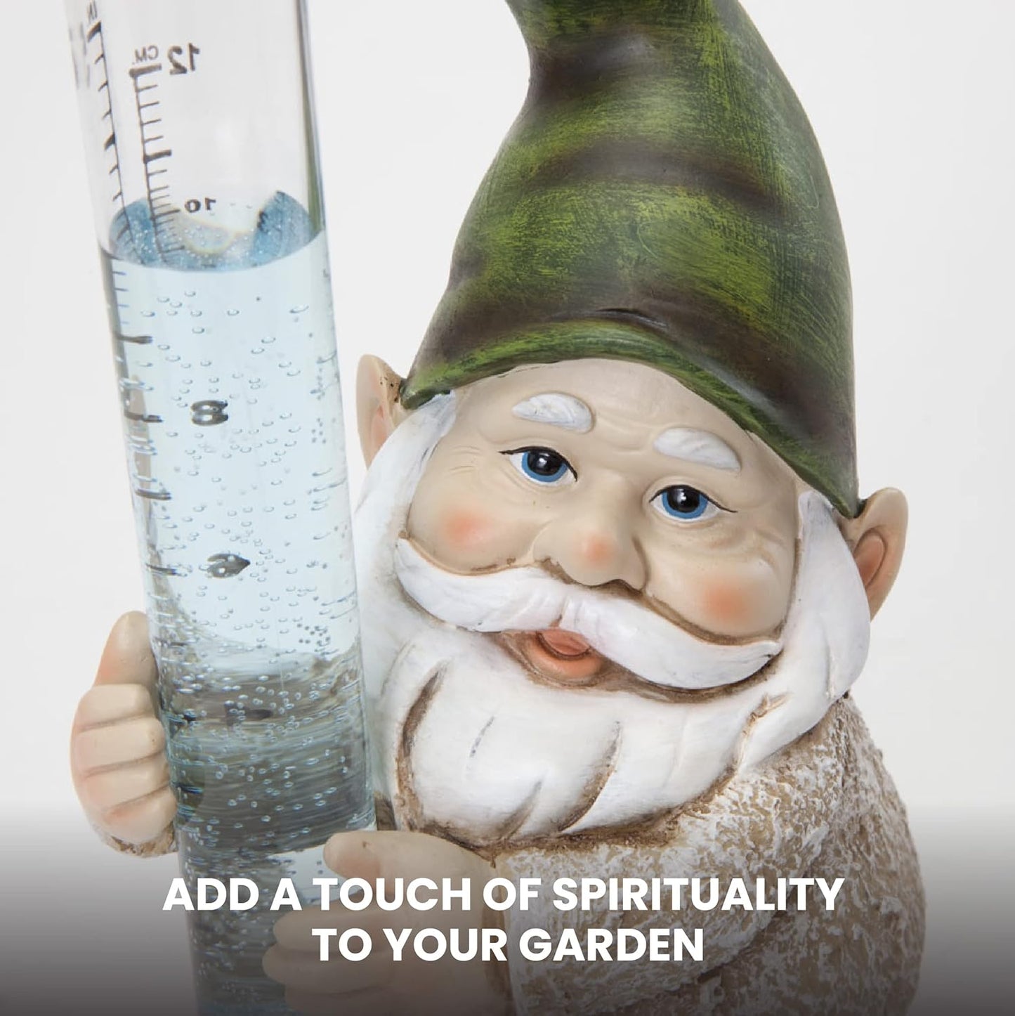 Hand-Painted Gnome Rain Gauge Sculpture - Weather-Resistant Garden Décor for Lawn & Patio