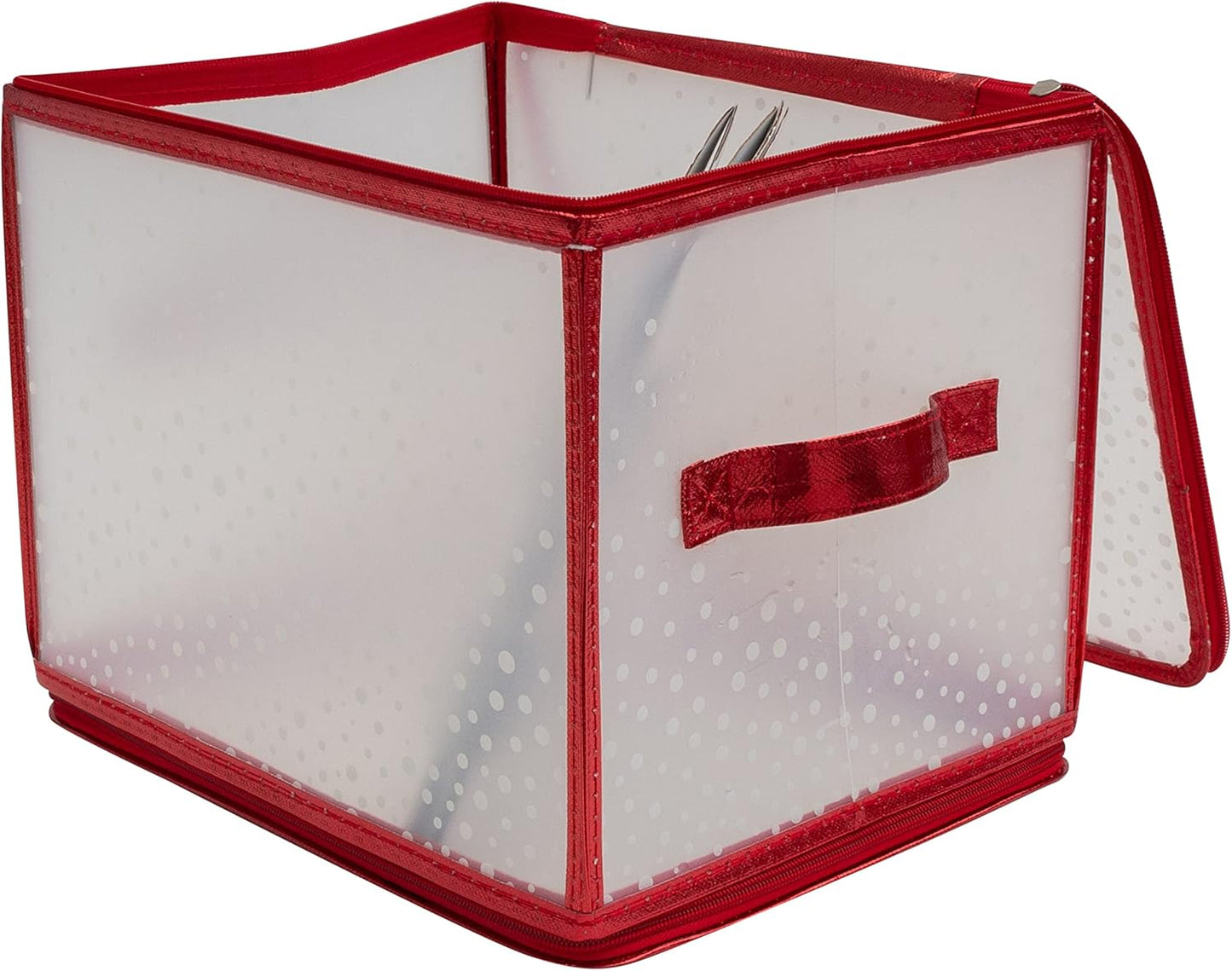 Ornament Storage Organizer for 112 Ornaments | Zipper Closure | Space-Saving Red Design
