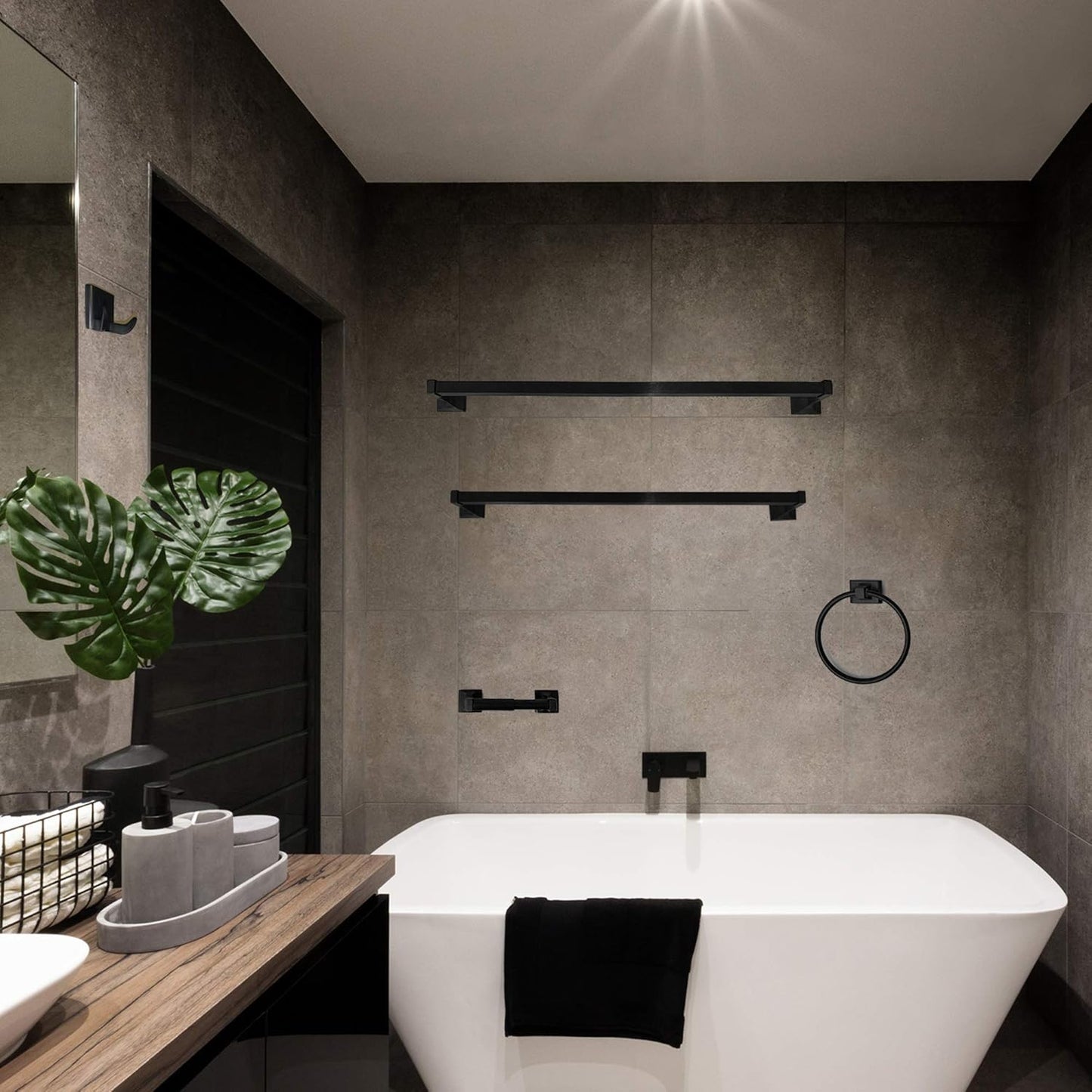 SENTO Black Toilet Paper Holder - Wall Mount Double Post Design | Heavy Duty Metal, Easy Installation