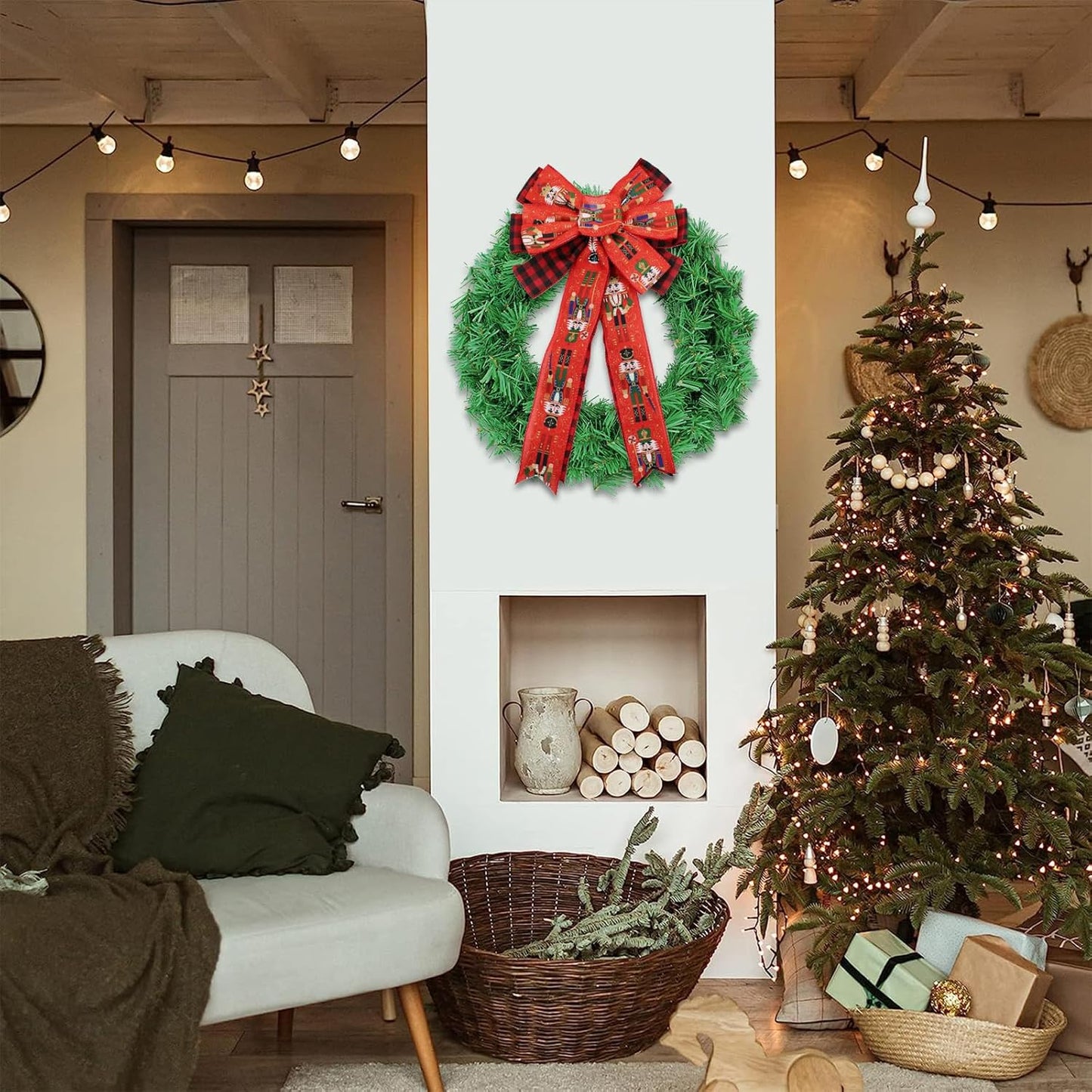 Artificial Christmas Wreath, Green Christmas Wreath,20 Inch Canadian Pine Artificial Christmas Wreath Gifts for Christmas Party Decor, Front Door Wreath, Unlit, Pack of 3 (3, Green 20inch)