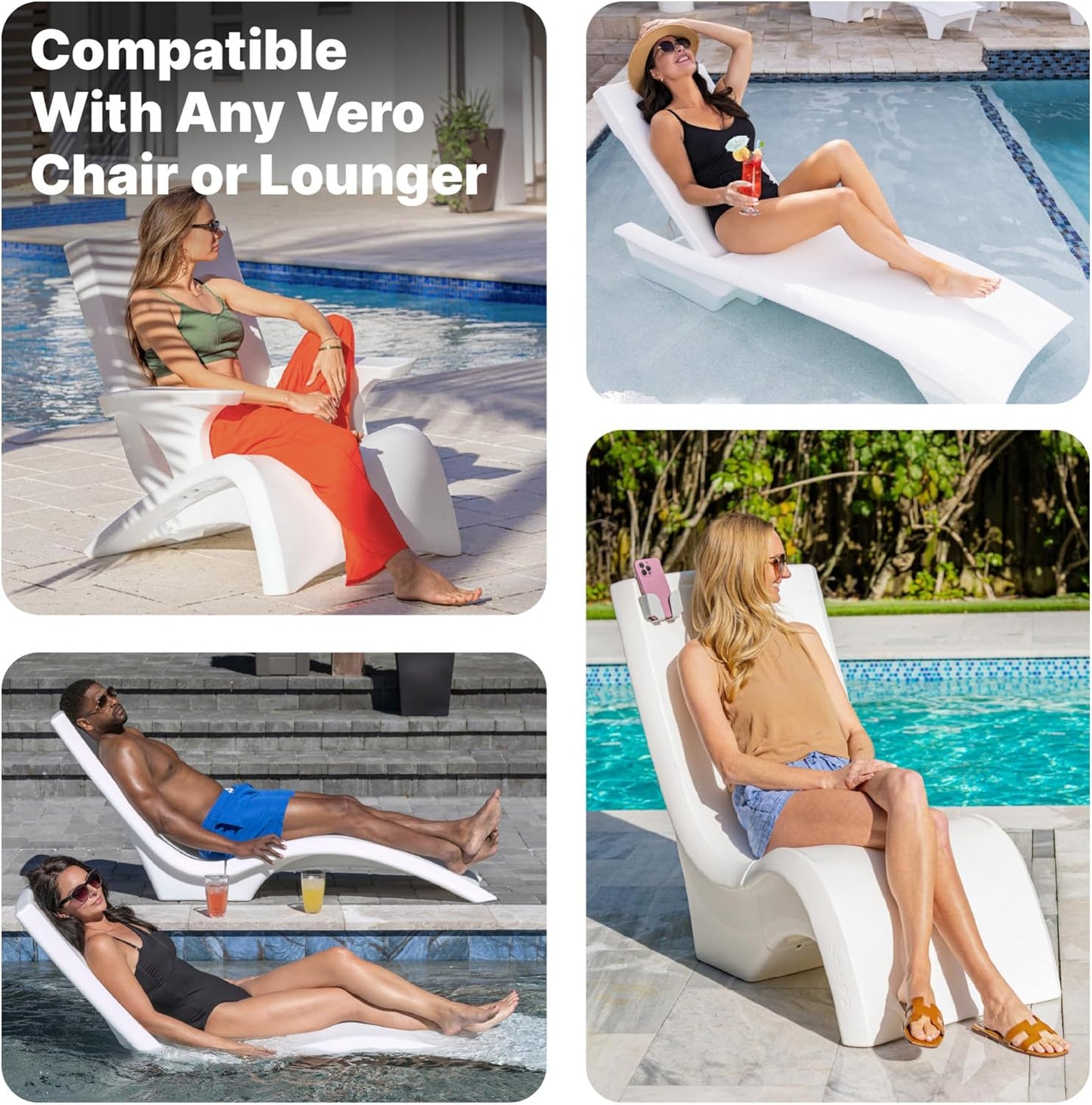 Step2 Vero Pool Lounger Accessories Set - 3-Piece with Pillow, Cup Holder & Phone Mount | Blue