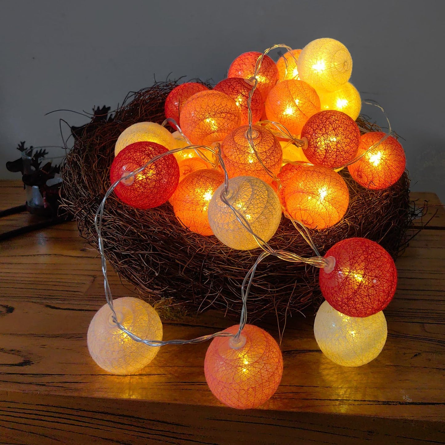 30-Count Battery Operated LED Fairy Lights - 10ft Yellow, Orange & White String Lights for Garden Decor