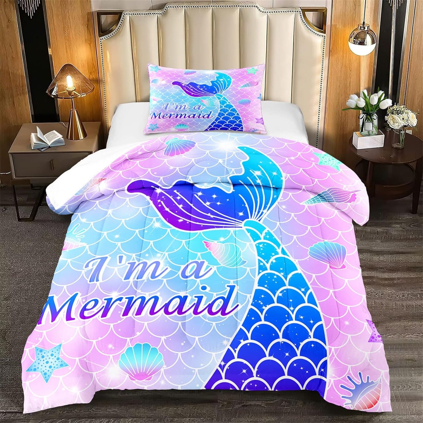 Cute Cartoon Dinosaur Bedding Set, Ultra Soft Full Size Comforter Set for Boys, Lovely Dinosaur Printed Comforter for Kids Teens, Dark Blue Microfiber Quilt for All Season 3Pcs with Pillowcases