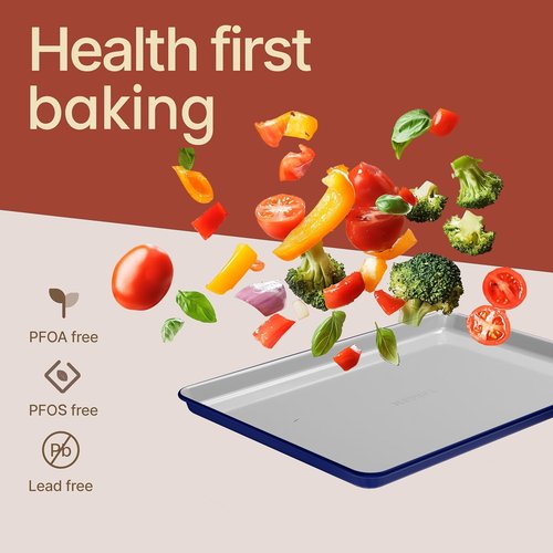 Bakken Bakeware Set - 8-Piece Nonstick Ceramic Coated Pans | Oven Safe Up to 500°F, Blue