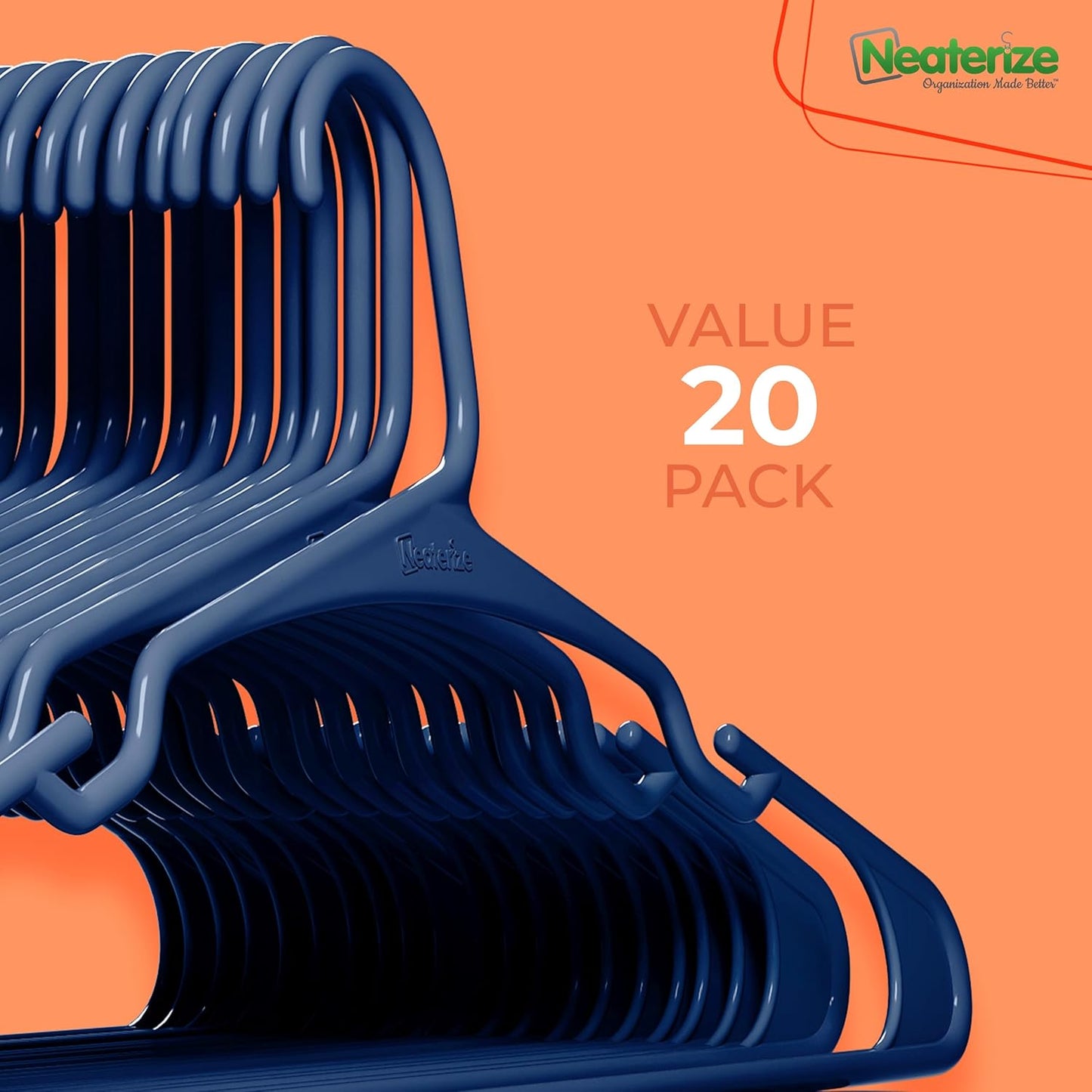 Neaterize Clothes Hangers - Space-Saving Plastic Hangers for Adults | 20-Pack in Grey