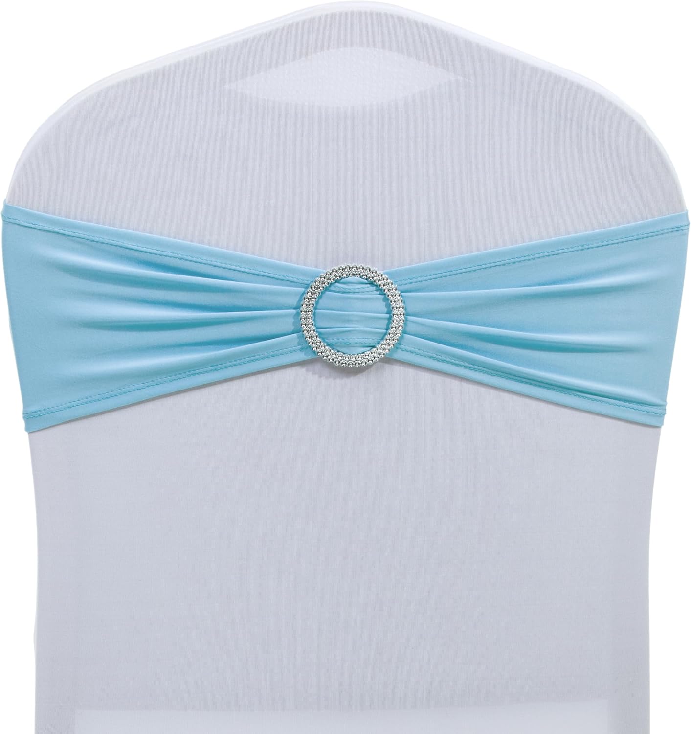 MDS Spandex Chair Sashes - Universal Fit Elastic Stretch Bands with Buckle for Weddings | Blue - Pack of 125