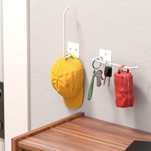 Durmmur Hat Racks for Baseball Caps - 2 Pack Wall Organizer with Strong Adhesive | 8.07" Size, White