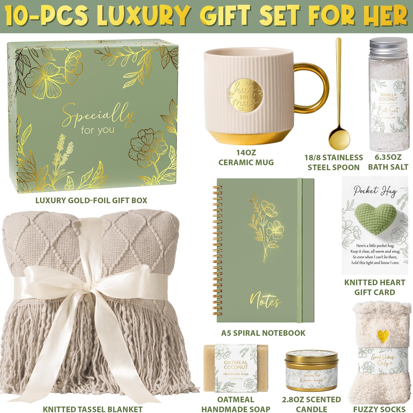 Self Care Gifts for Women Get Well Soon Gift Baskets, Mothers Day Birthday Gifts for Women Spa Care Package, Sympathy Inspirational Thinking of You Gift Set for Mom Her Wife Girlfriend Sister Friend