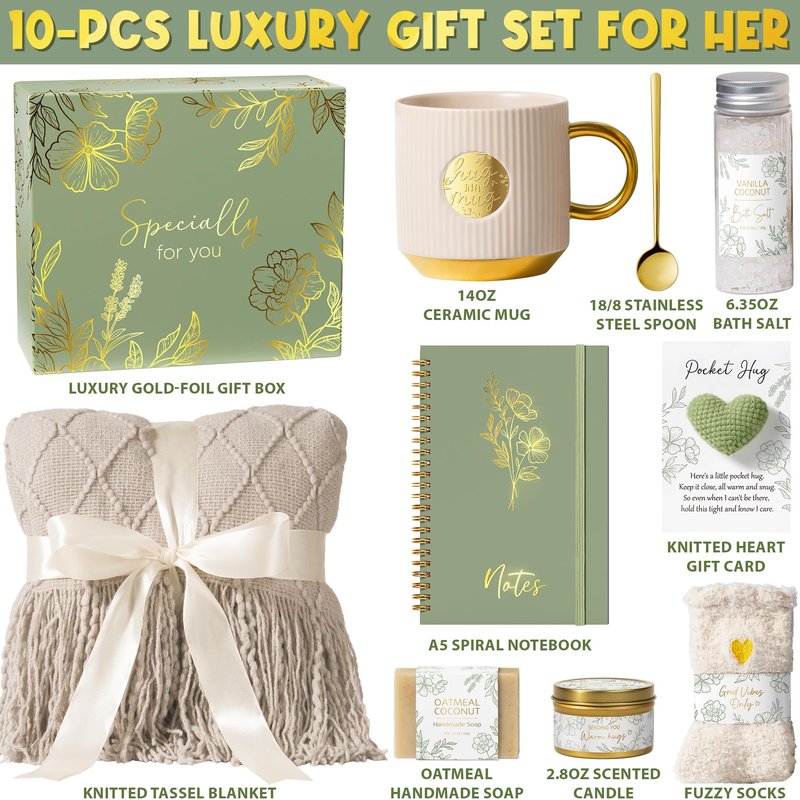 Self Care Gifts for Women Get Well Soon Gift Baskets, Mothers Day Birthday Gifts for Women Spa Care Package, Sympathy Inspirational Thinking of You Gift Set for Mom Her Wife Girlfriend Sister Friend