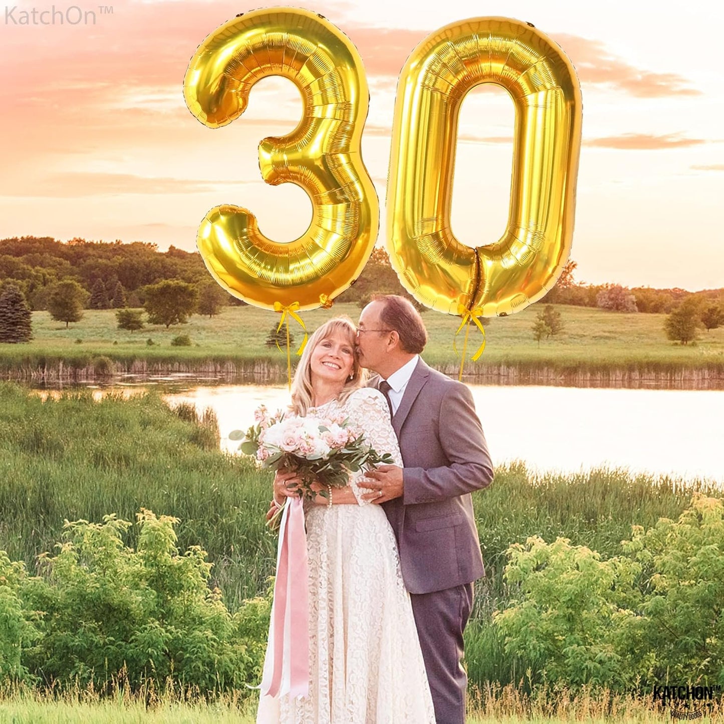 Katchon Gold 30 Balloon Numbers - 40 Inch | Stunning 30th Birthday Decorations for Him & Her