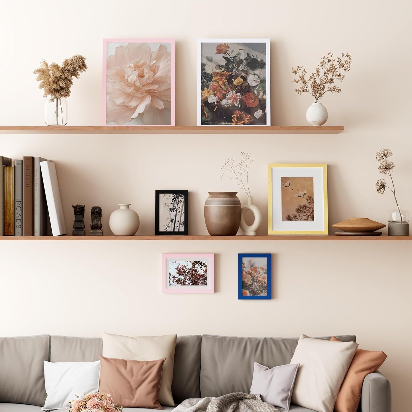 Vittanly 4x6 Picture Frame Set of 3 - Versatile Wall Mount & Tabletop Display | Black Engineered Wood