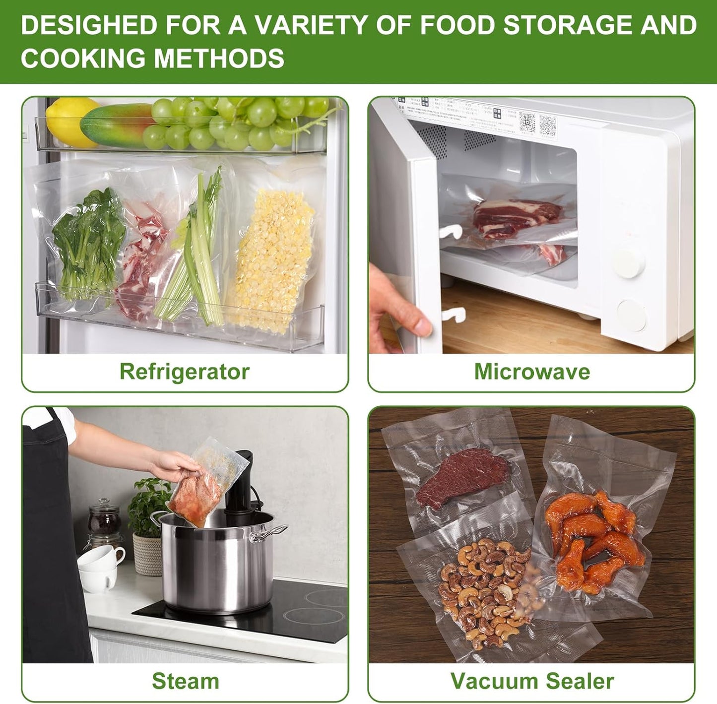 Moretoes Vacuum Sealer Bags - 3 Rolls 11" x 33' | BPA-Free Food Storage Bags for Sous Vide & Meal Prep