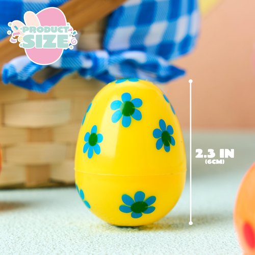 JOYIN 200 Pcs Plastic Printed Bright Easter Eggs 2.3" Tall for Easter Hunt, Basket Stuffers Fillers, Classroom Prize Supplies, Filling Treats and Party Favor