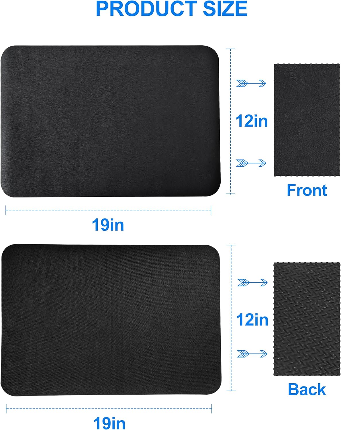 Skiennix Dish Drying Mat - Non-Slip Rubber Backed, Stain Resistant, 12"x19" - Ideal for Kitchen Counter (Black)