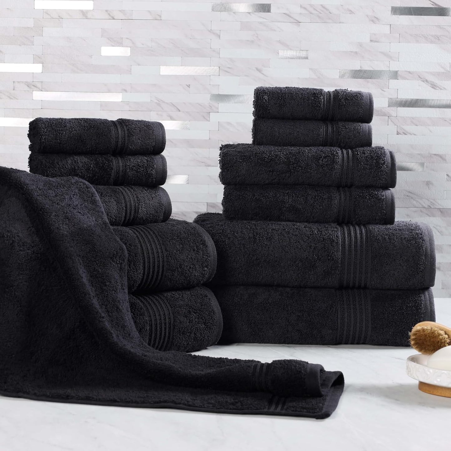 Superior Egyptian Cotton 6-Piece Towel Set, Bathroom Essentials, Towels For Bathroom, Apartment, Airbnb, Guest Bath, Face, Hand, Bath Towels, Washcloths, Absorbent, Fast Drying, Royal Purple