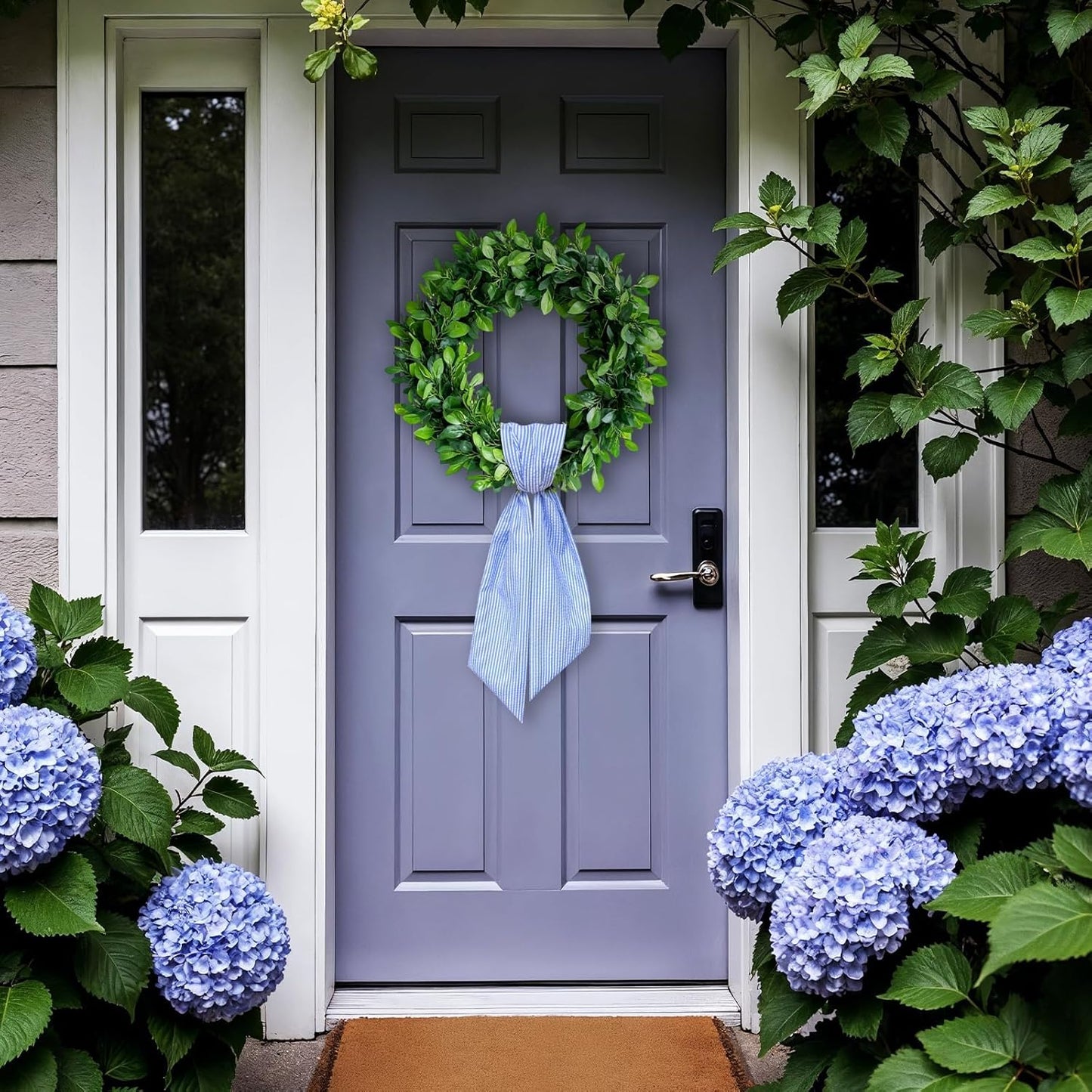 Skiennix Baby Shower Wreath Sash - Blue Seersucker Design for Front Door Decor | Holiday & Birthday Celebrations