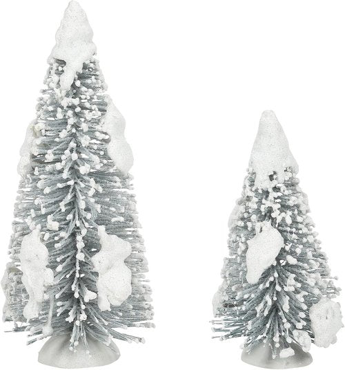 Department 56 Snow Laden Tree Figurine Set - Multicolor, 5 & 7 Inch Village Collection Decor