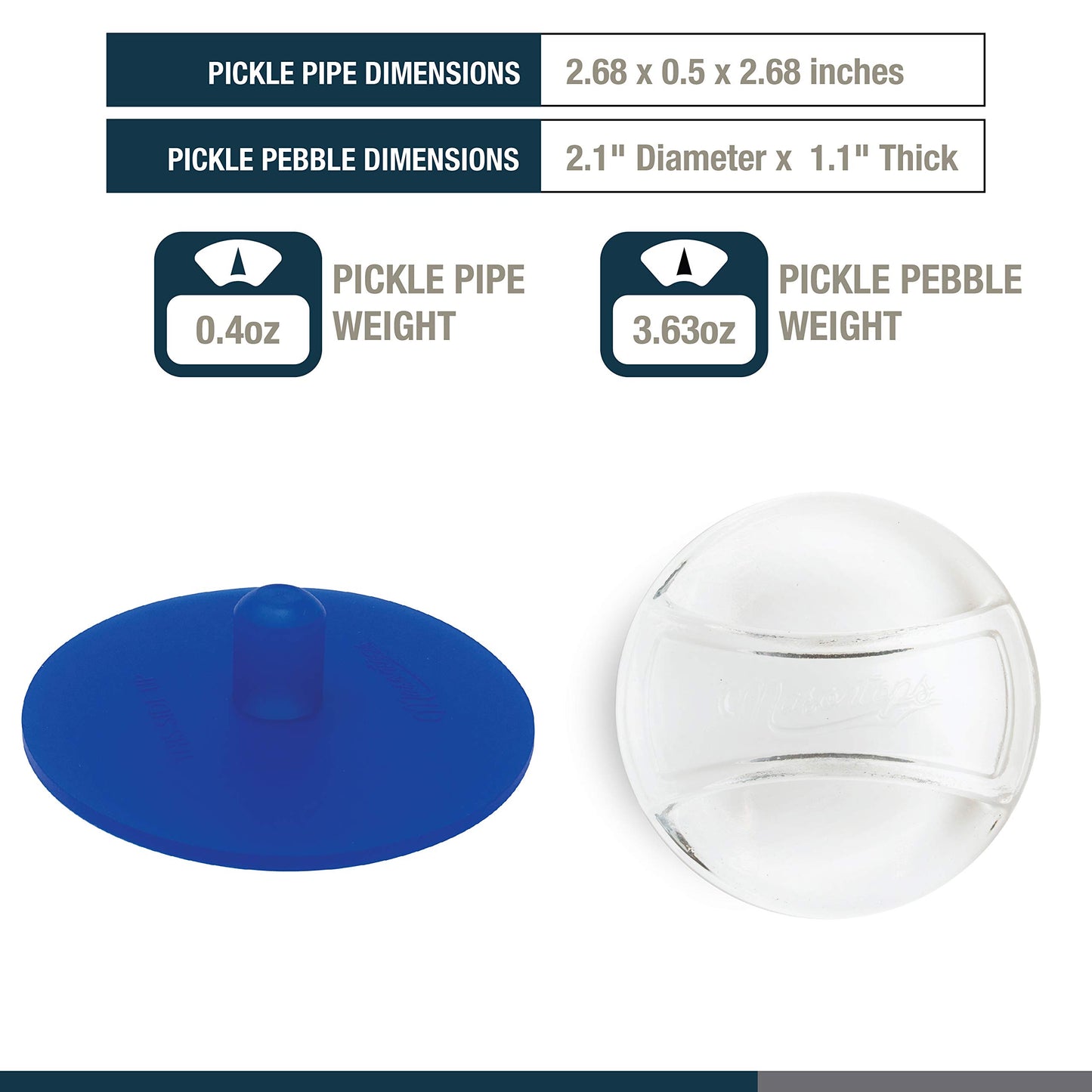 Masontops 8 PC Pickle Pebbles Glass Weight & Pickle Pipes Airlock Kits - Small Regular Mouth Lid For Pickling & Canning