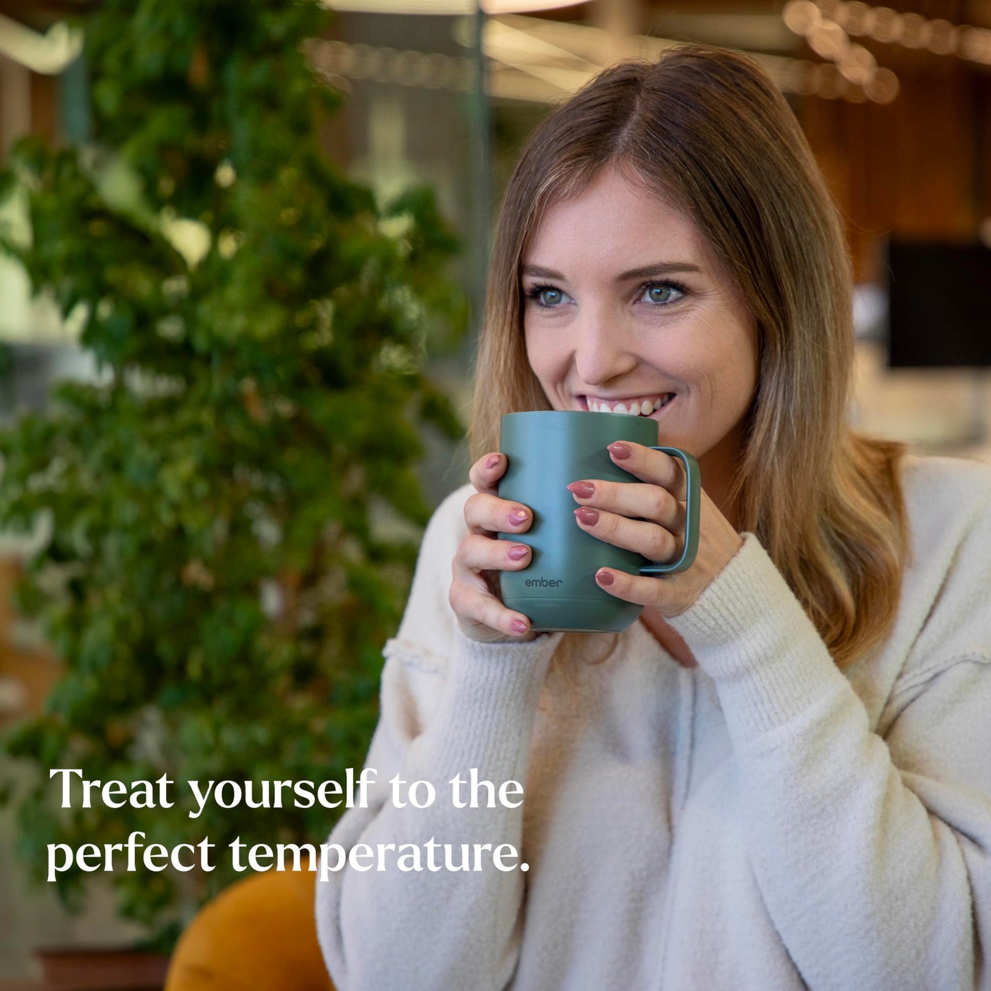 Ember Temperature Control 14oz Smart Mug 2, App-Controlled and Rechargeable Heated Coffee Cup Warmer with Intelligent LED Display, Sage Green.