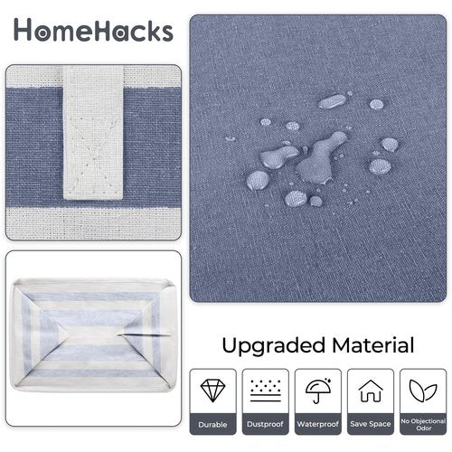 HomeHacks 2-Pack Large Laundry Basket, Waterproof, Freestanding Laundry Hamper, Collapsible Tall Clothes Hamper with Extended Handles for Clothes Toys in the Dorm and Family (Blue, 125L)