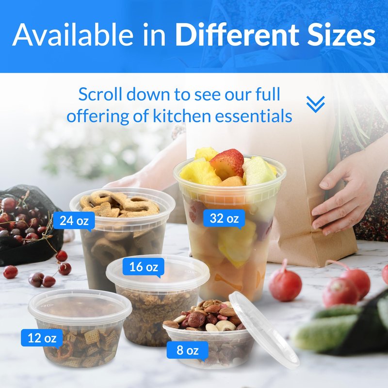 Reli. Deli Containers with Lids (25 Sets) 16 oz Plastic Containers with Lids | To Go, Meal Prep, Food Storage | BPA Free Plastic & Disposable | Microwave, Dishwasher, Freezer Safe
