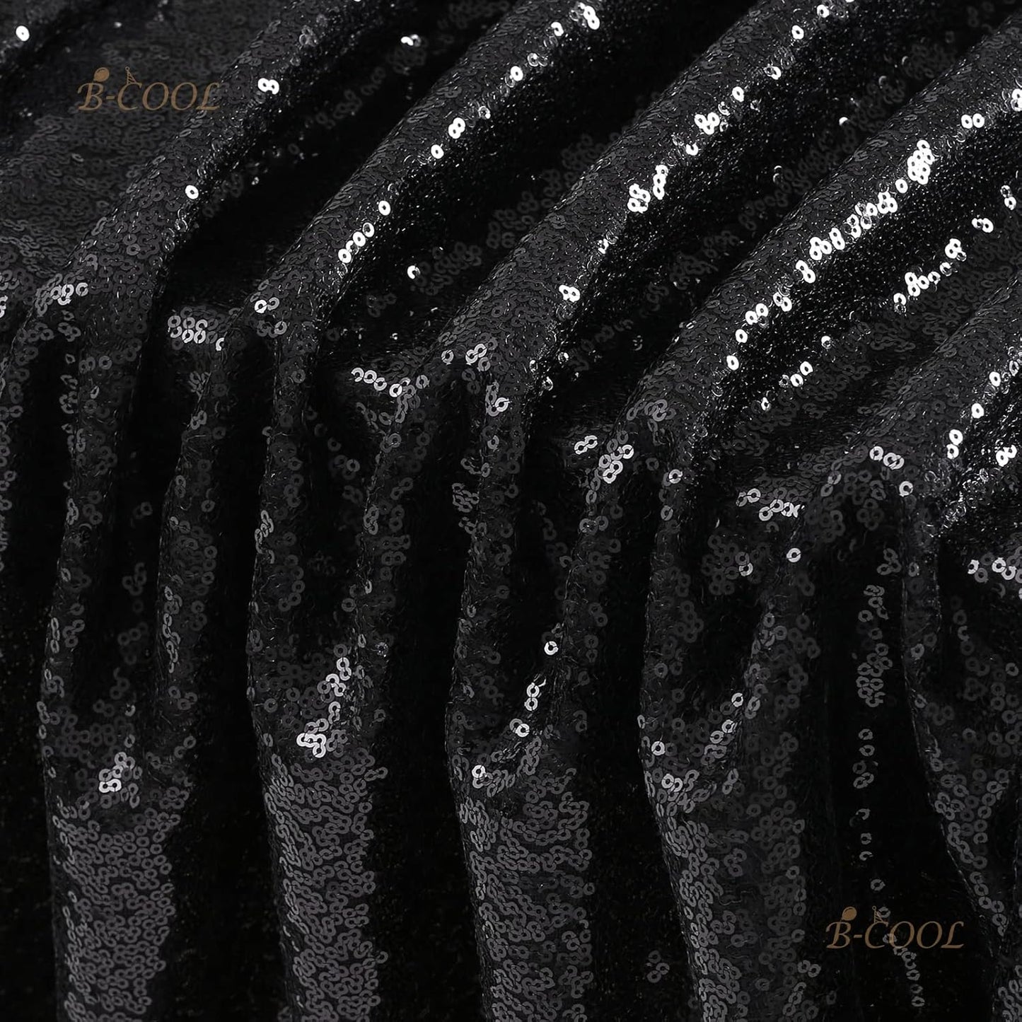 Black Sequin Tablecloth 60x102 inches - Glitter Halloween & Wedding Linens