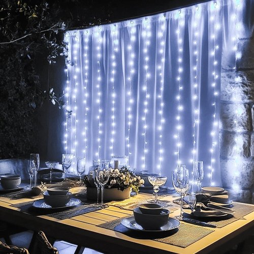 Dazzle Bright 300 LED Curtain String Lights - Waterproof Fairy Lights with 8 Modes | White Decor for Bedroom & Parties