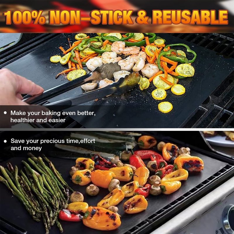 2 Pack Oven Liners for Bottom of Oven, 16 x 24" Heavy Duty Non-Stick Oven Floor Protector Mats, 500°F/260°C Heat Resistant Fiberglass Teflon Liner, BPA PFOA Free for Electric & Gas Ovens, Black