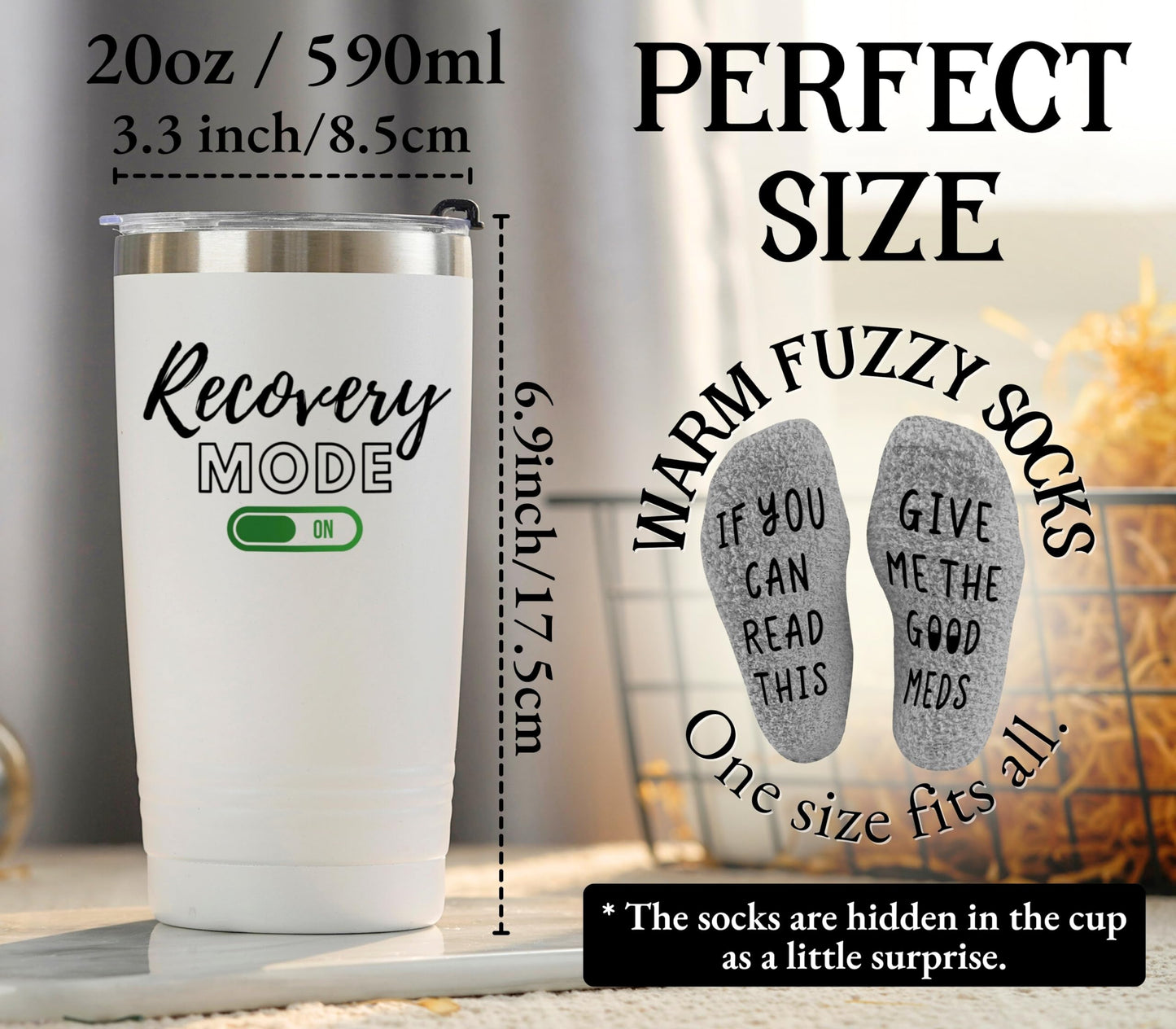 Funny Get Well Soon Gifts for Women, Men, 20oz Hospital Mug, Surgery Recovery Gifts for Chemo Patients, Comes With Socks Saying If You Can Read This, Bring Me