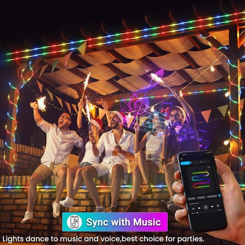 Jnaurb RGB Color Changing Rope Lights Outdoor, 66ft 200LED Smart String Lights with Remote & APP Control, Waterproof Music Sync Rope Lighting - DIY Flexible Tube LED Lights for Bedroom Garden Wedding